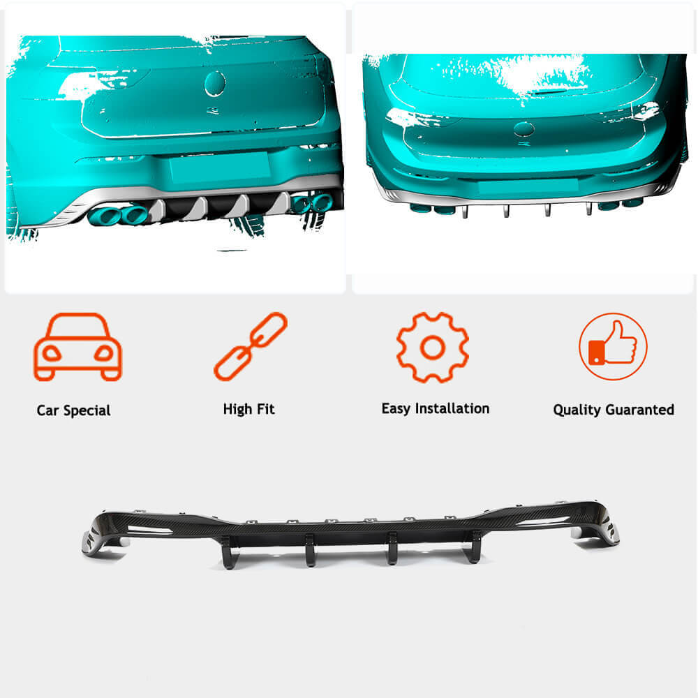 Rear bumper diffuser (for R HB, Dry carbon) for Volkswagen Golf 8 - image 3