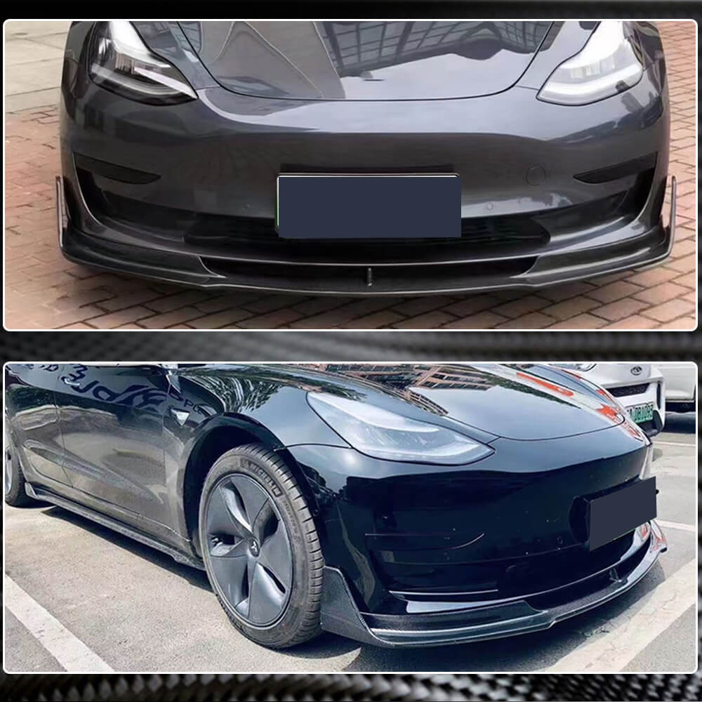 Front Bumper Lip V1 (2017-2023, Carbon) for Tesla Model 3 2017- - image 3