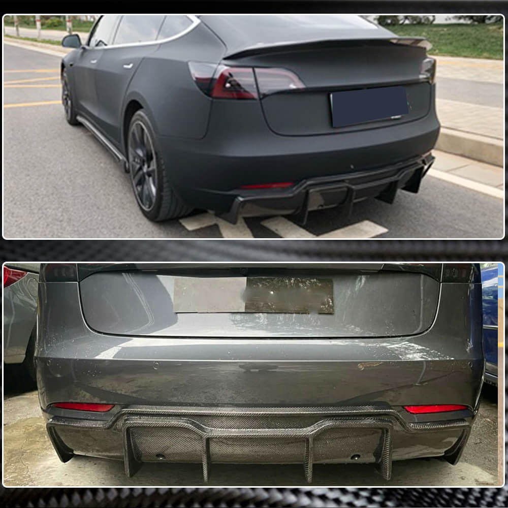 Rear Bumper Diffuser Carbon Fiber V4 (2016-2022) for Tesla Model 3 - image 3