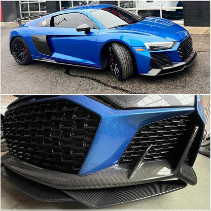 Front Bumper Lip V1 Overlay (Carbon) for Audi R8 2015- - image 3