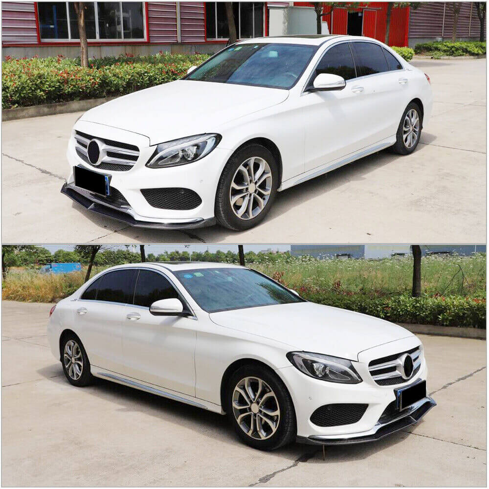 Front Bumper Lip V6 for C43 AMG 2015-2019 Carbon for Mercedes C-сlass W205 2014-2021 - image 3
