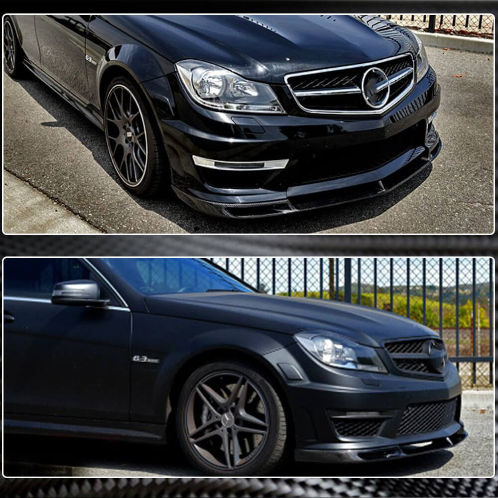 Lip V1 front bumper cover (for AMG 2012-2014, Carbon) for Mercedes C-class W204 2007-2015 - image 3