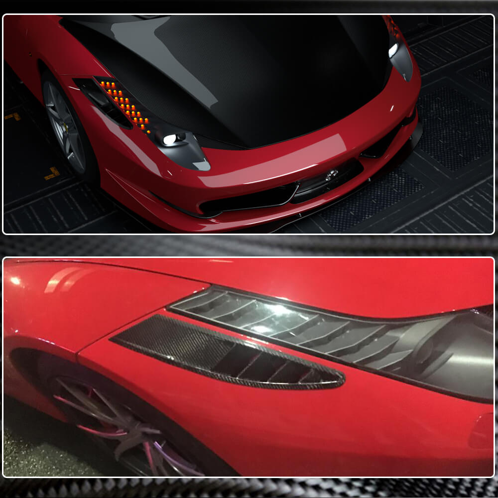 Covers on the front bumper V1 (2011-2013, Carbon) for Ferrari 458 Italia - image 3