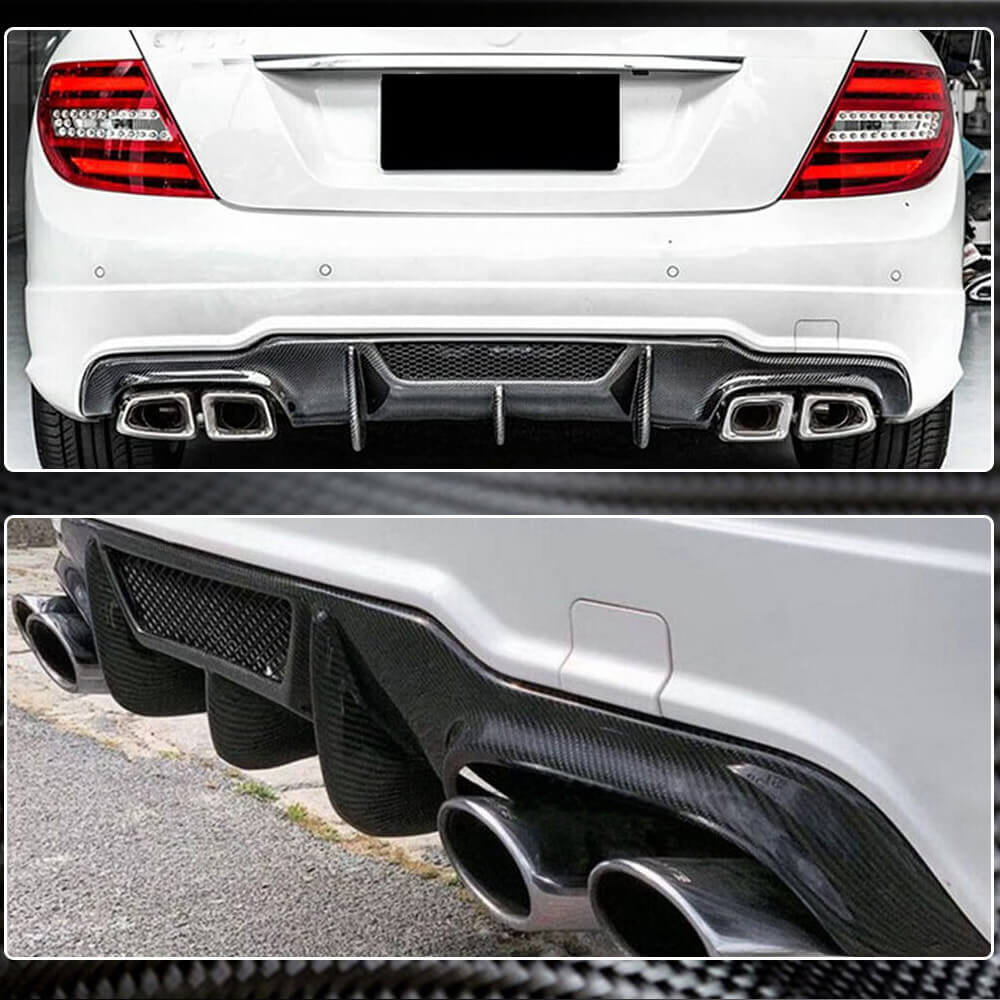 Rear Bumper Diffuser V4 (for AMG SD/Coupe 2012-2014, Carbon) for Mercedes C-class W204 2007-2015 - image 3