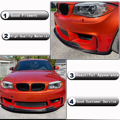 Front Bumper Lip V1 for 1M E82, Carbon for BMW 1 Series E81/82/87/88 2004-2011 - image 3