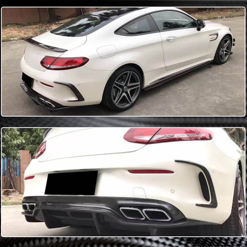 Covers on the rear bumper (for coupe/cabriolet C63 AMG 2015-2019, Carbon) for Mercedes C-class W205 2014-2021 - image 3