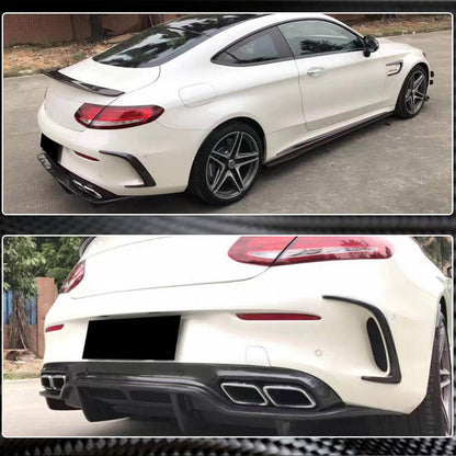 Covers on the rear bumper (for coupe/cabriolet C63 AMG 2015-2019, Carbon) for Mercedes C-class W205 2014-2021 - image 3