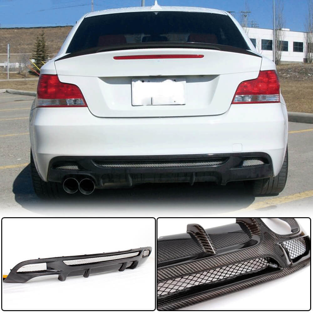 Rear Bumper Diffuser Carbon Fiber V2 (for E82/E88 M Sport) for BMW 1 series E81/82/87/88 2004-2011 - image 3