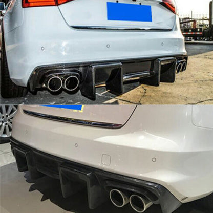 Rear bumper diffuser (for S4 2013-2015, Carbon) for Audi A4 B8 2007-2015 - image 3