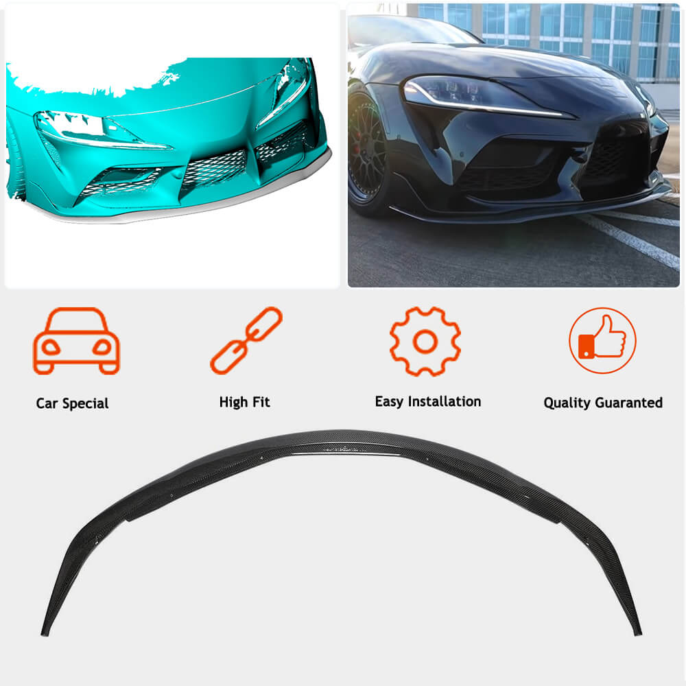 Front Bumper Lip V1 Overlay (Carbon) for Toyota Supra 2019- - image 3