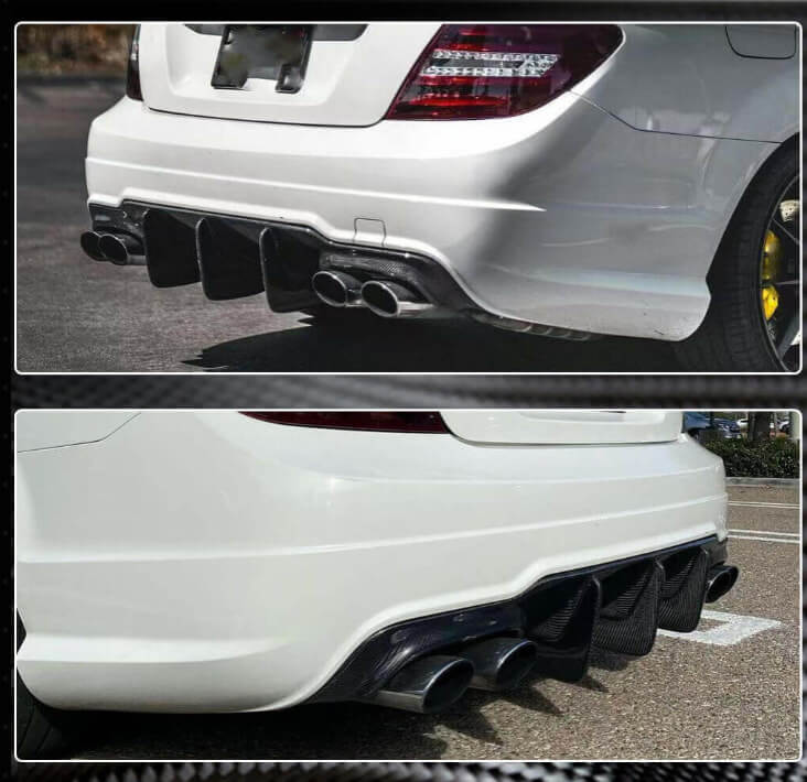 Spoiler with rear bumper diffuser (for C63 AMG 2012-2014, Carbon) for Mercedes C-class W204 2007-2015 - image 3