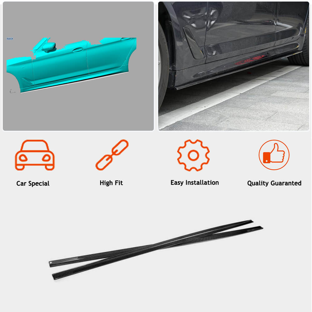 Side Skirt Extensions V1 (for M-Sport/M5 2017-2020, Carbon) for BMW 5 Series G30/G31 2017-2023 - image 3