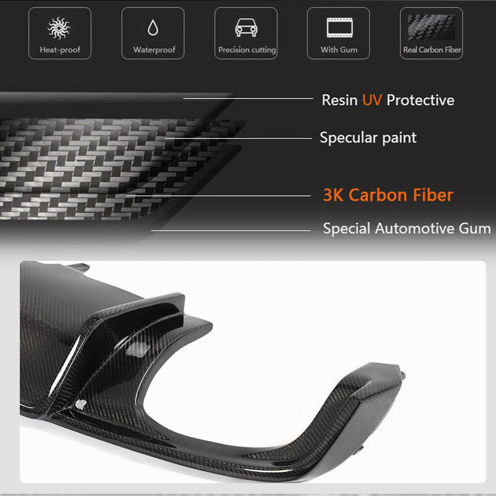 Rear Bumper Diffuser V1 (for S-Line SD 2015-2019, Carbon) for Audi A4 B9 2015-2024 - image 3