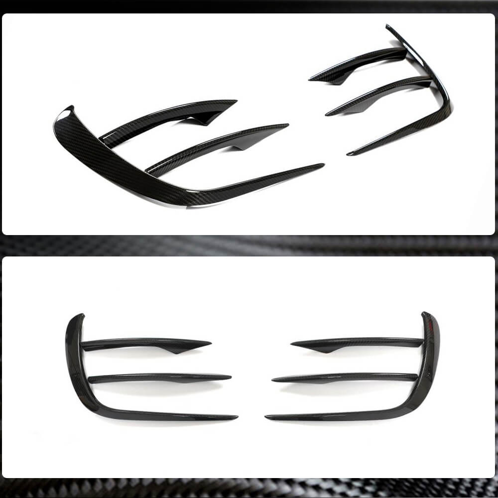 Covers on the front bumper (for AMG-Line 2020+, Dry carbon) for Mercedes E-class W213 2016-2023 - image 3