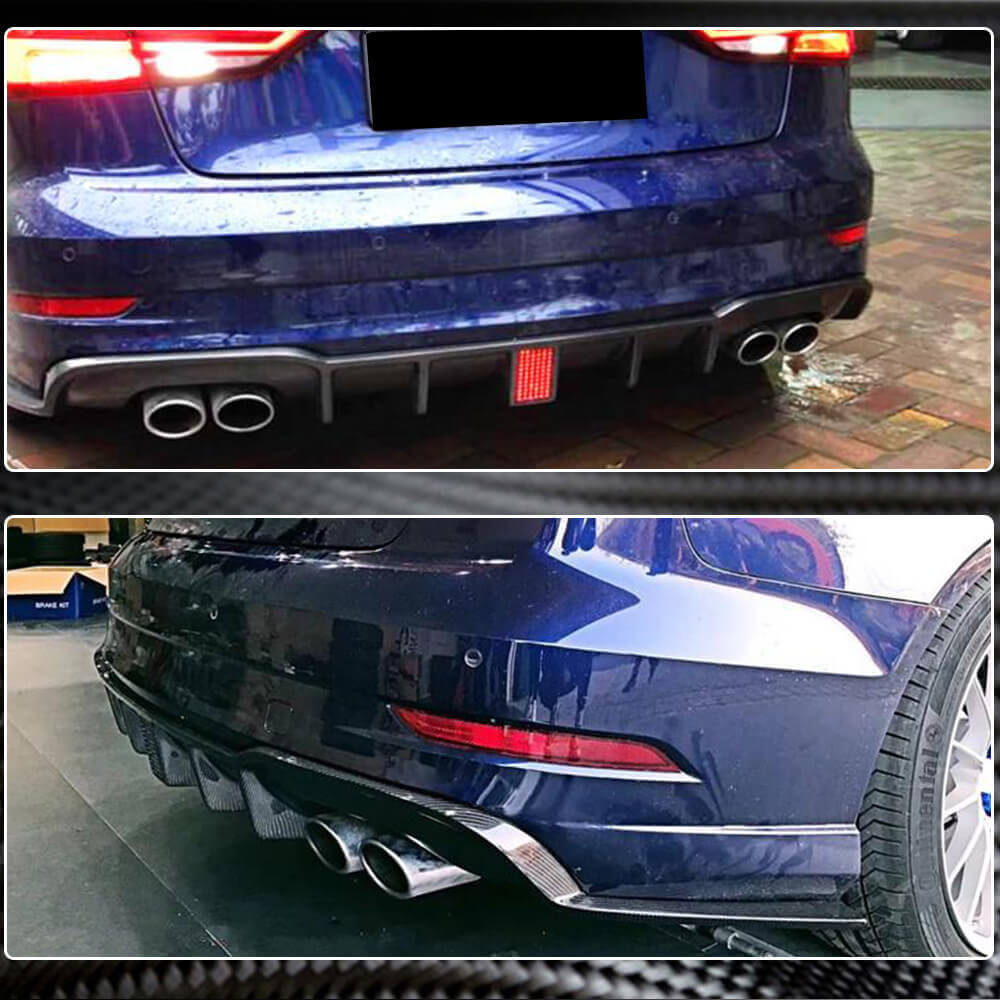 Rear bumper diffuser V2 (for S-Line Sedan 2017-2020, Carbon) for Audi A3 2012-2020 - image 3