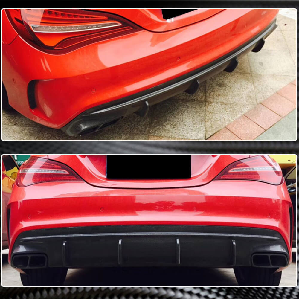 Rear bumper diffuser (for AMG-Line / CLA45 AMG 2017-2019, Carbon) for Mercedes CLA C117 2013-2019 - image 3