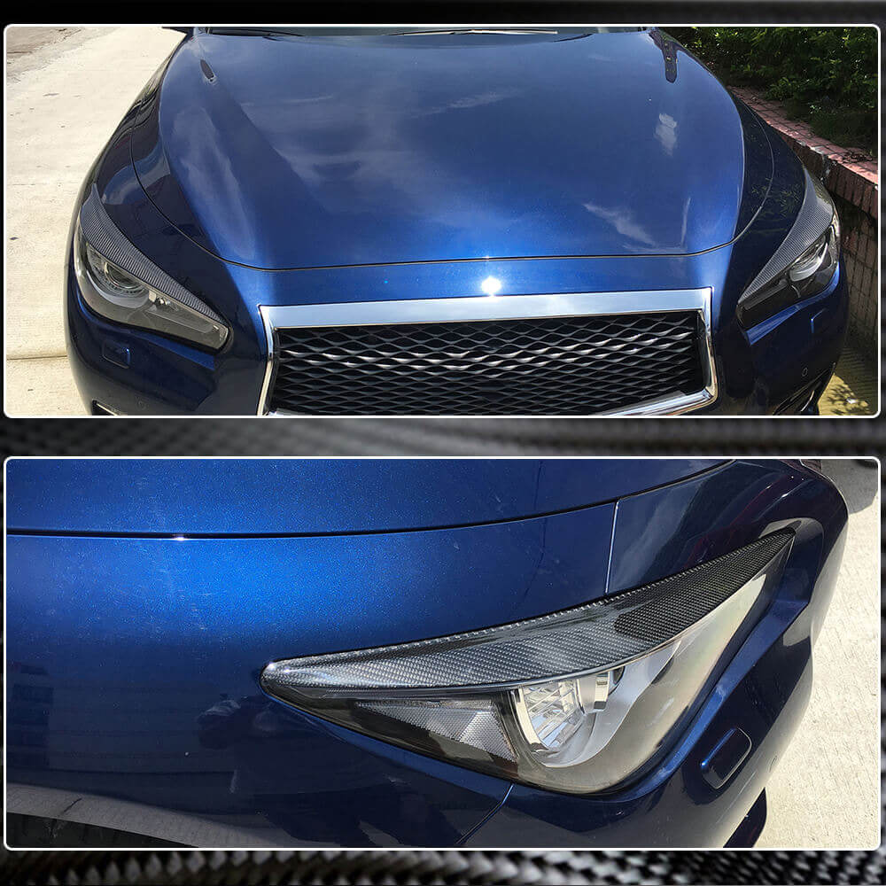 Eyelashes on headlights (for Q50 2014-2017, Carbon) for Infiniti Q50/Q60 2013-2024 - image 3