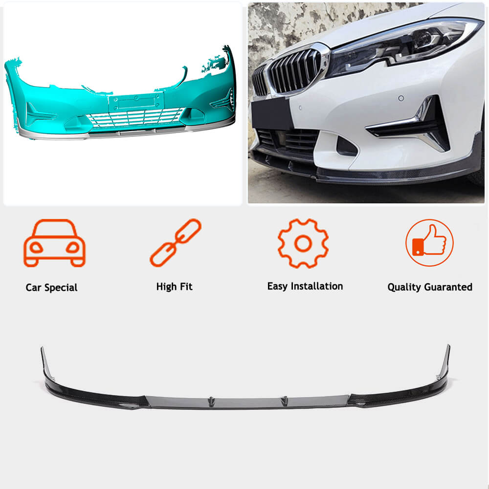 Front Bumper Lip V2 (for Base 2018-2022, Carbon) for BMW 3 Series G20/21 2018- - image 3