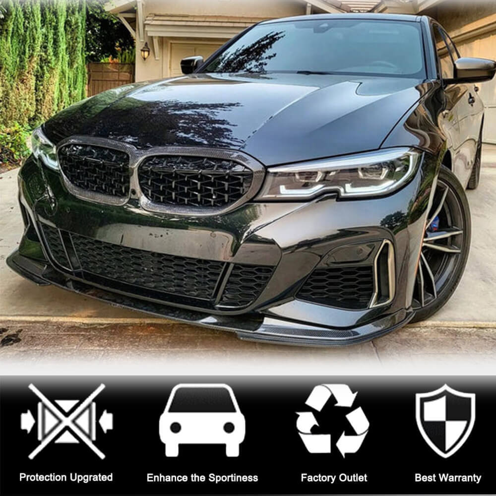 Front Bumper Lip V7 for M-Sport 2018-2022 Carbon for BMW 3 Series G20/21 2018- - image 3