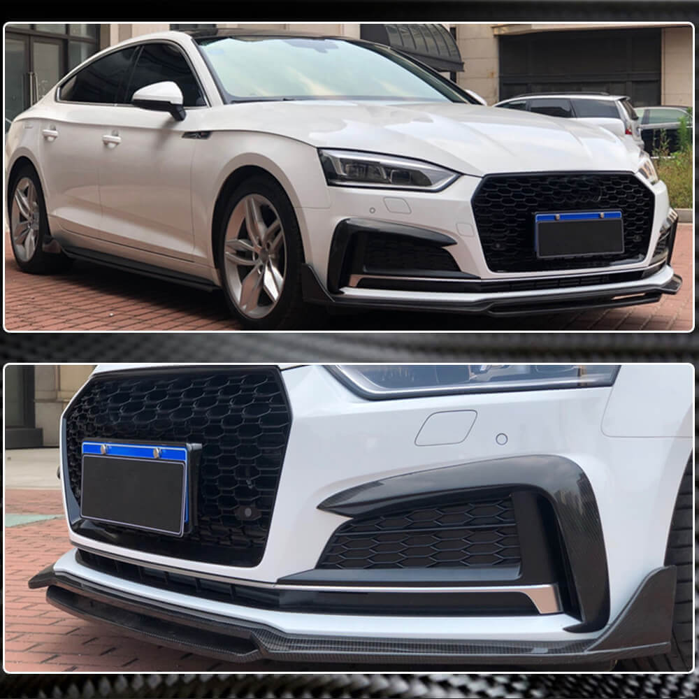 Front Bumper Lip V2 (for S-Line 2021-2025, Carbon) for Audi A5 2016-2025 - image 3