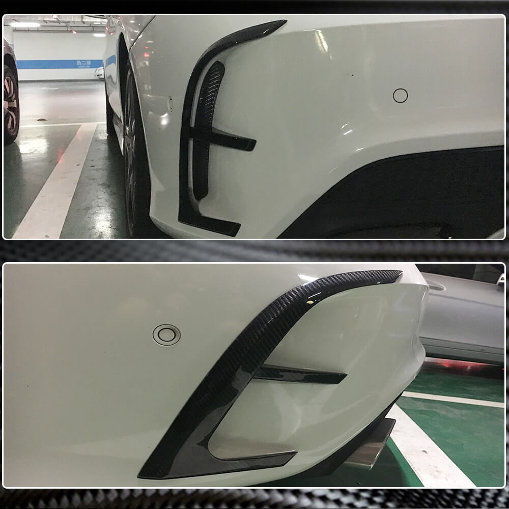 Covers on the rear bumper (for AMG-Line / CLA45 AMG SD 2013-2016, Carbon) for Mercedes CLA C117 2013-2019 - image 3