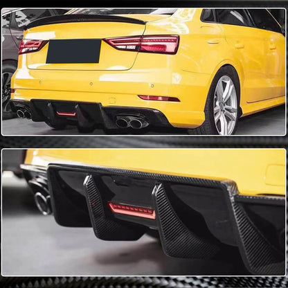 Rear Bumper Diffuser V3 (for S-Line SD 2017-2020, Carbon) for Audi A3 2012-2020 - image 3