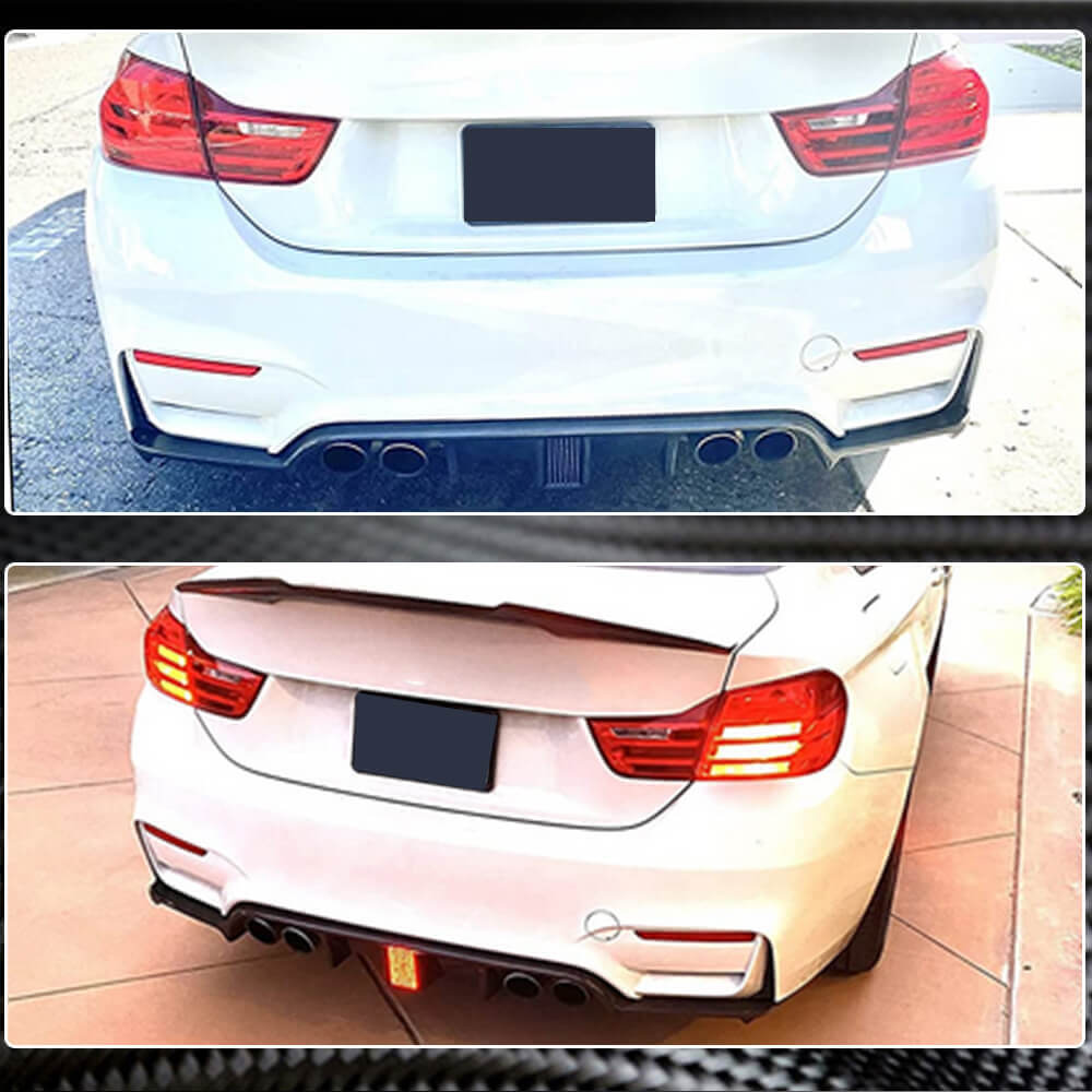 Rear Bumper Diffuser With Brake Light Carbon Fiber V12 (for F82/F83) for BMW 4 series F-32 2012-2020 - image 3
