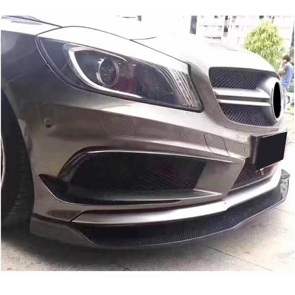 Lip V1 front bumper cover (for AMG-Line / A45 AMG HB 2013-2015, Carbon) for Mercedes A-class W176 2012-2018 - image 3