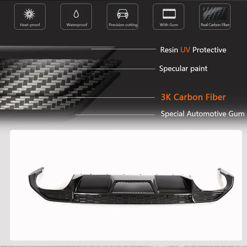 Rear Bumper Diffuser V1 (for S-Line SD 2020-2023, Carbon) for Audi A3 2020- - image 3