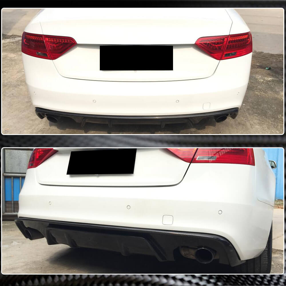 Rear bumper diffuser V2 (for S-Line 2012-2015, Carbon) for Audi A5 2007-2015 - image 3