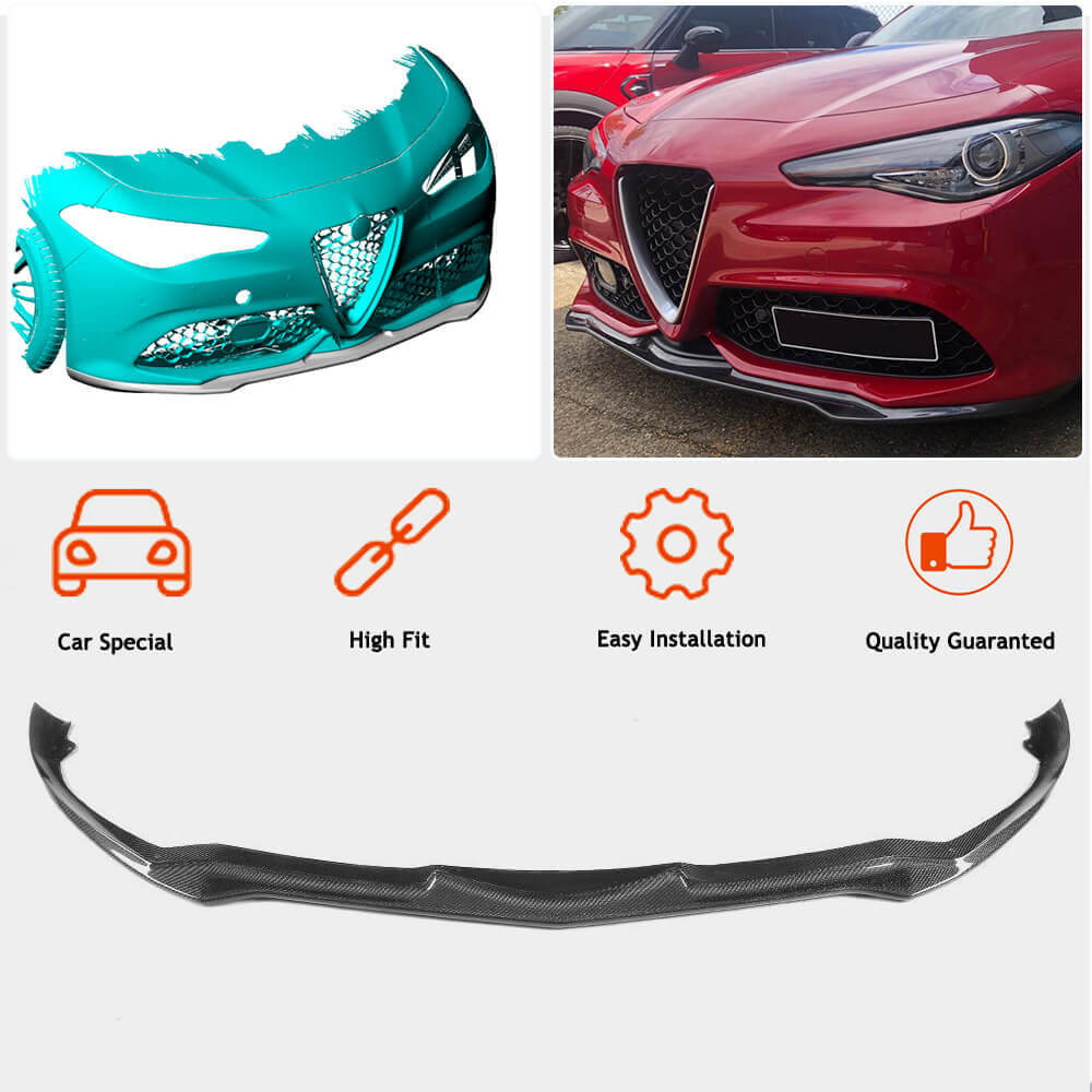 Front Bumper Lip V2 (for Sport, Carbon) for Alfa Romeo Giulia 2016-2022 - image 3