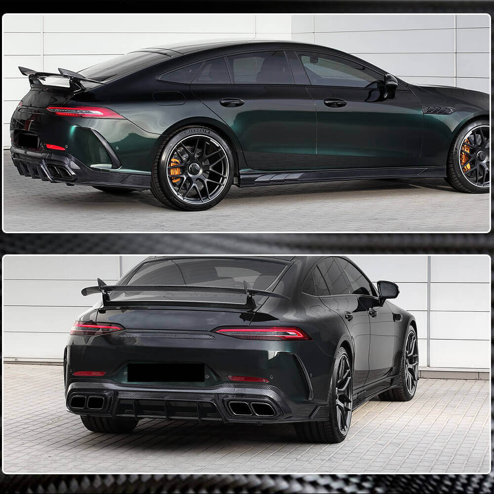 Rear Bumper Extensions V1 (for GT63 2018-2022, Carbon) for Mercedes AMG GT 4 X290 2018- - image 3