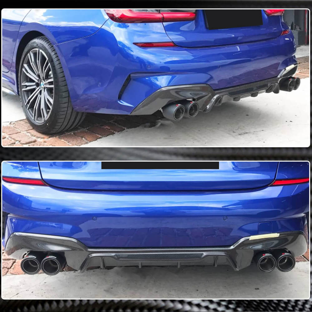 Rear Bumper Diffuser Carbon Fiber V1 (2022+, M-Sport) for BMW 3 series G20/21 2018- - image 3