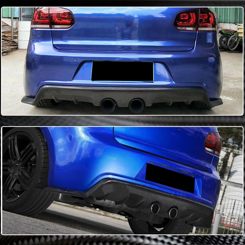 Rear Bumper Diffuser V1 for R/R20 HB 2010-2013 Carbon for Volkswagen Golf 6 2008-2014 - image 3
