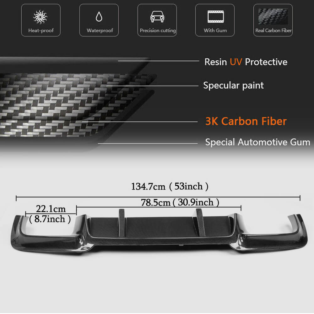 Rear Bumper Diffuser V1 for F10 M5, Carbon for BMW 5 Series F10/F11 2010–2016 - image 3
