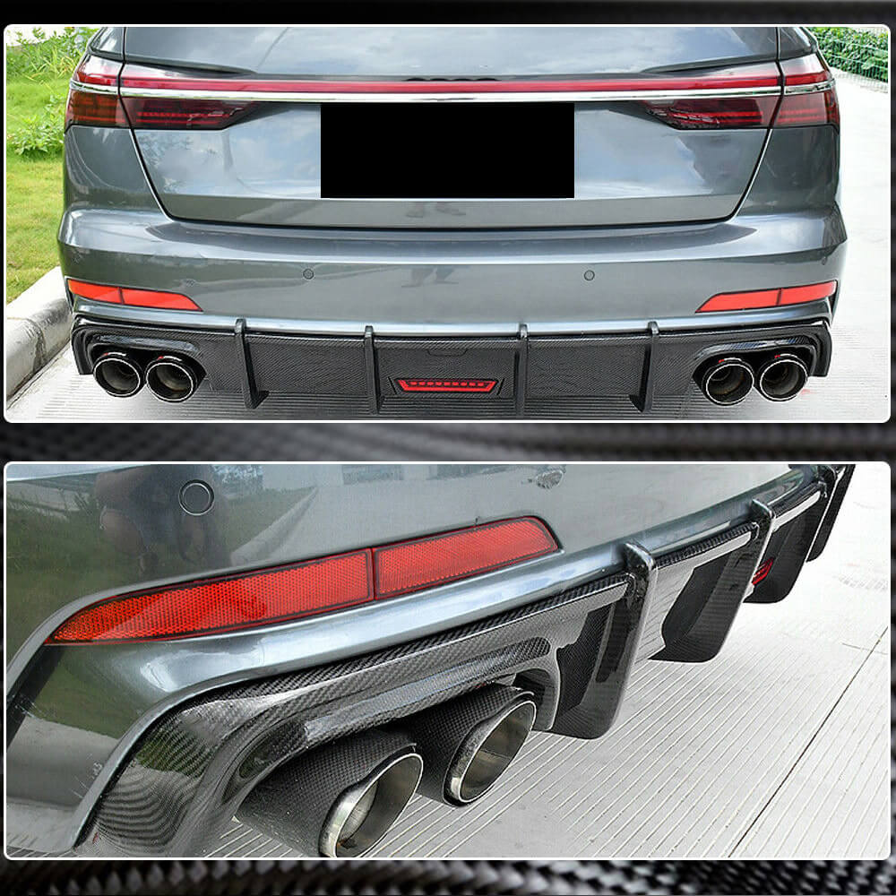 Rear Bumper Diffuser (for Base Sedan 2018-2023, Carbon) for Audi A6 C8 2018–2025 - image 3