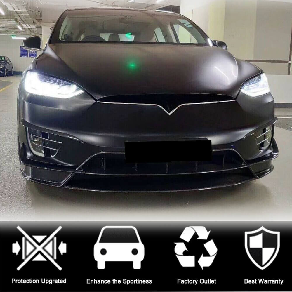Front Bumper Lip Spoiler (2015-2021, Carbon) for Tesla Model X 2015- - image 3