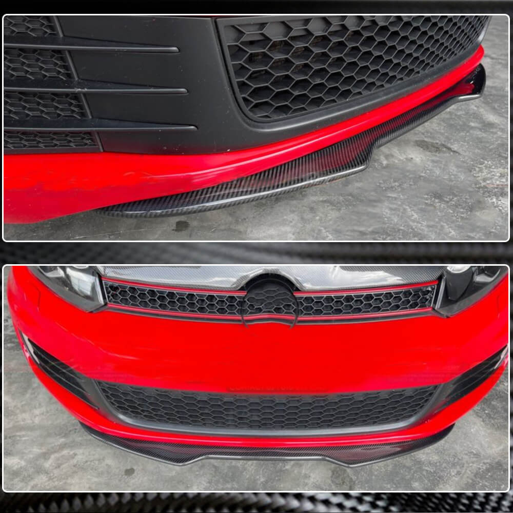 Front Bumper Lip V4 for GTI HB 2010-2013 Carbon for Volkswagen Golf 6 2008-2014 - image 3