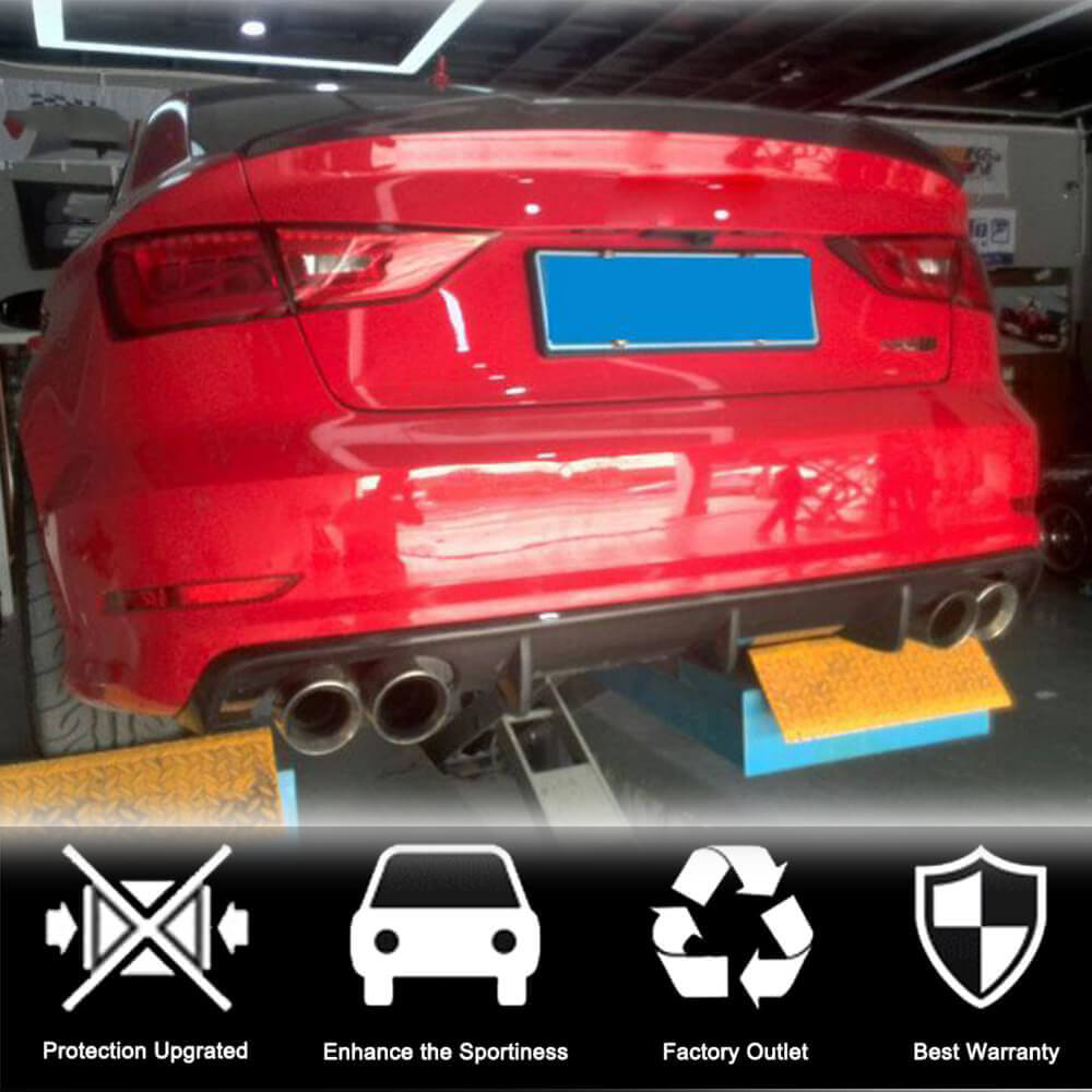 Rear Bumper Diffuser V2 (for S-Line SD 2012-2016, Carbon) for Audi A3 2012-2020 - image 3