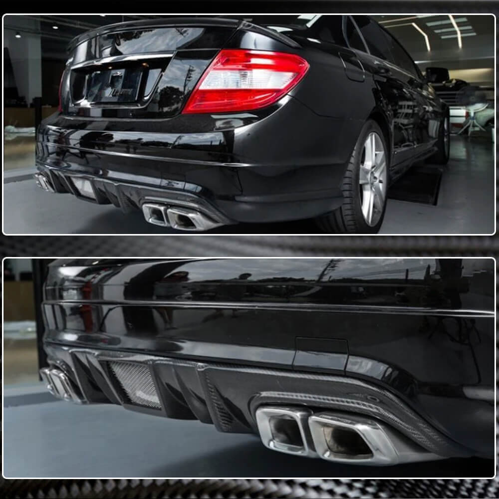 Rear bumper diffuser V4 (for AMG SD 2008-2011, Carbon) for Mercedes C-class W204 2007-2015 - image 3