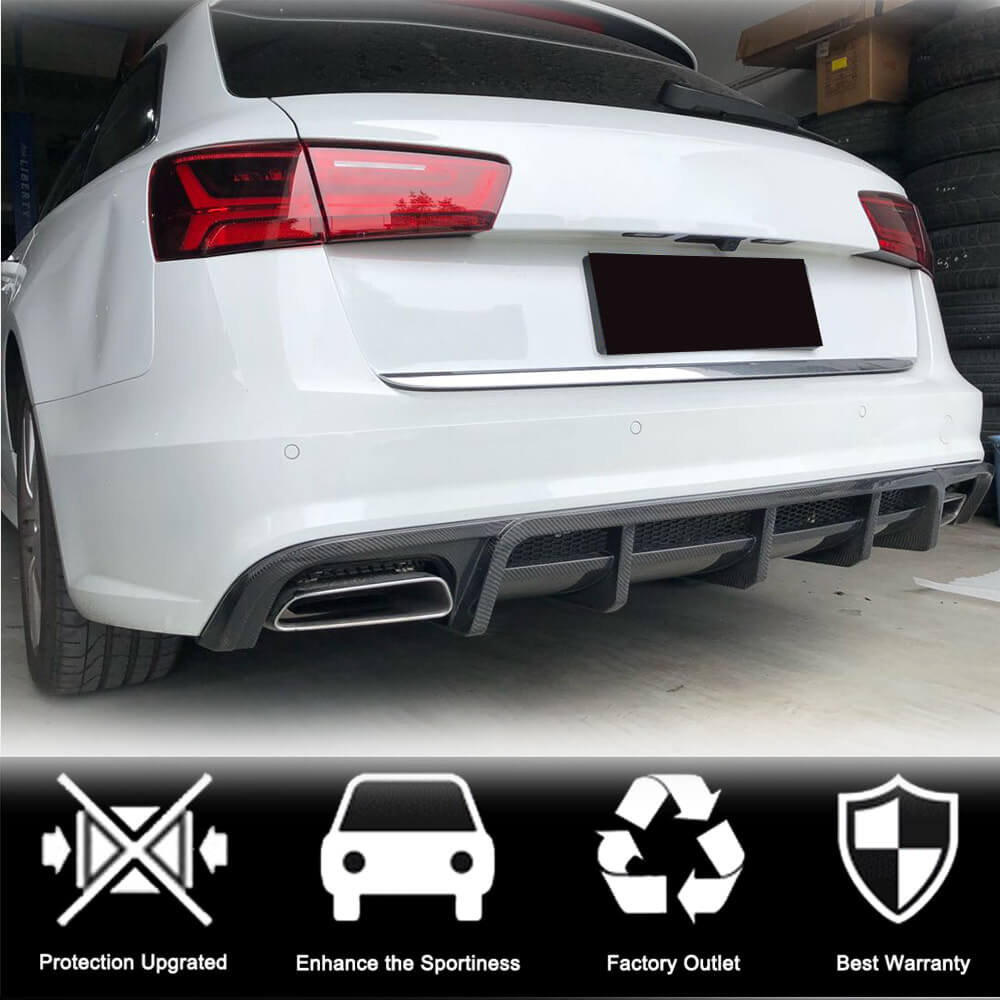 Rear Bumper Diffuser (for S-Line SW 2014-2018, Carbon) for Audi A6 C7 2011-2017 - image 3