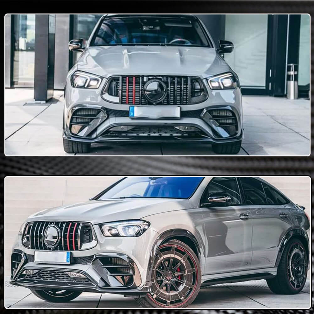 Front bumper inserts (for GLE 350/GLE450/GLE63 2019-2023, Carbon) for Mercedes GLE coupe C167 2019- - image 3