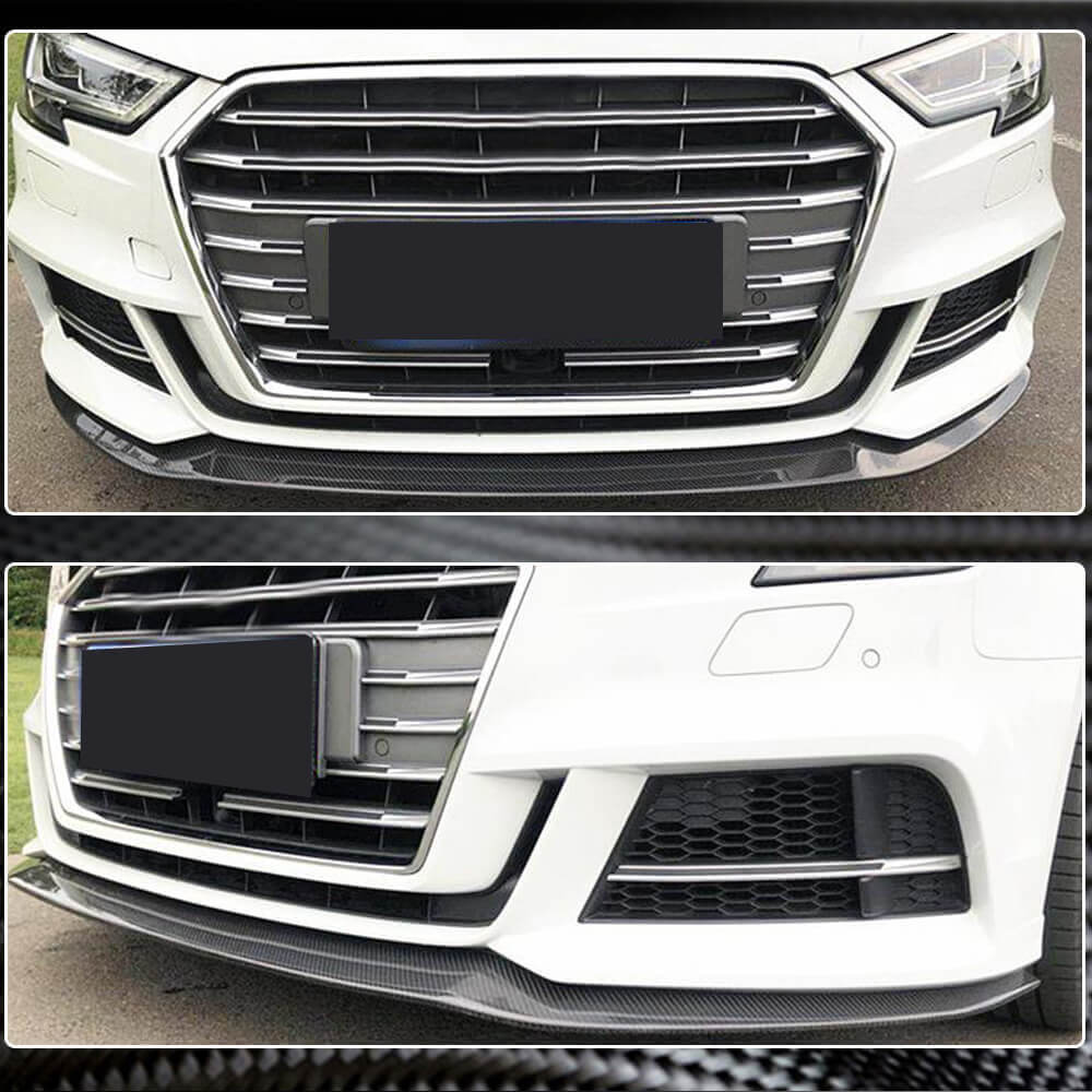 Front Bumper Lip V3 (for S-Line SD 2017-2020, Carbon) for Audi A3 2012-2020 - image 3