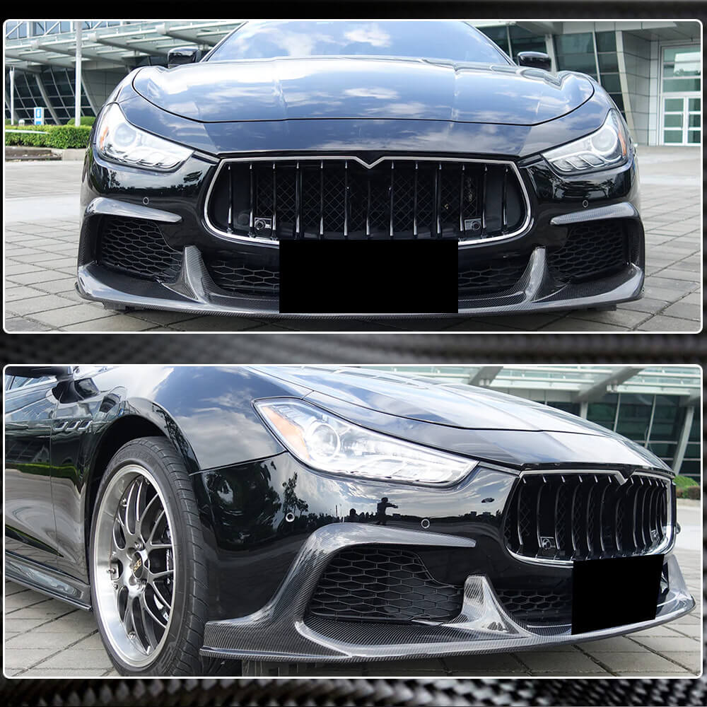 Front Bumper Lip V1 (for Base/S/S Q4 2013-2017, Carbon) for Maserati Ghibli 2013-2023 - image 3