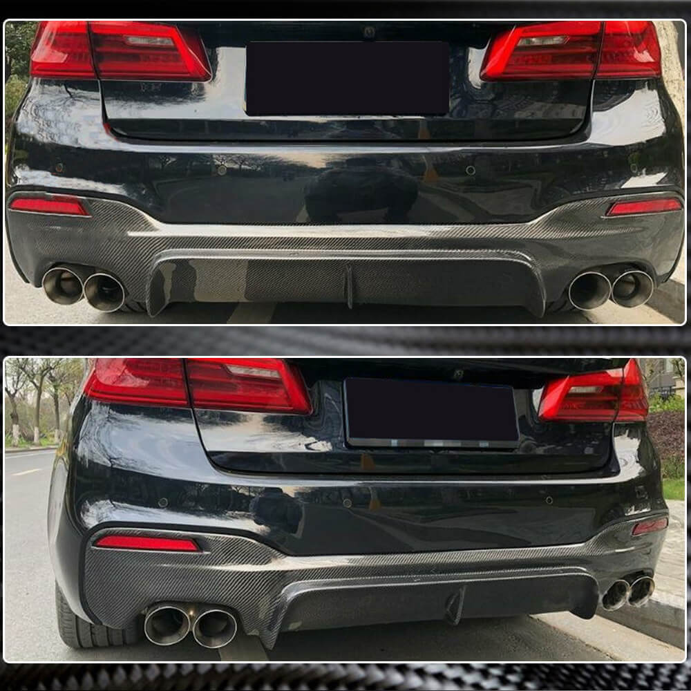 Rear Bumper Diffuser Carbon Fiber V1 (2017-2020, M-Sport) for BMW 5 Series G30/31 2017-2023 - image 3