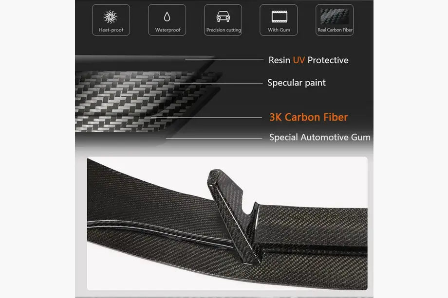 Front bumper lip spoiler (for S-Line Sedan 2019-2024, Carbon) for Audi A4 B9 2015-2024 - image 3
