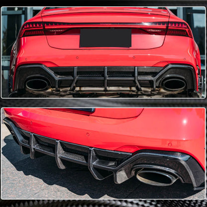 Rear Bumper Diffuser (for RS7 2018-2022, Dry Carbon) for Audi A7 2018- - image 3