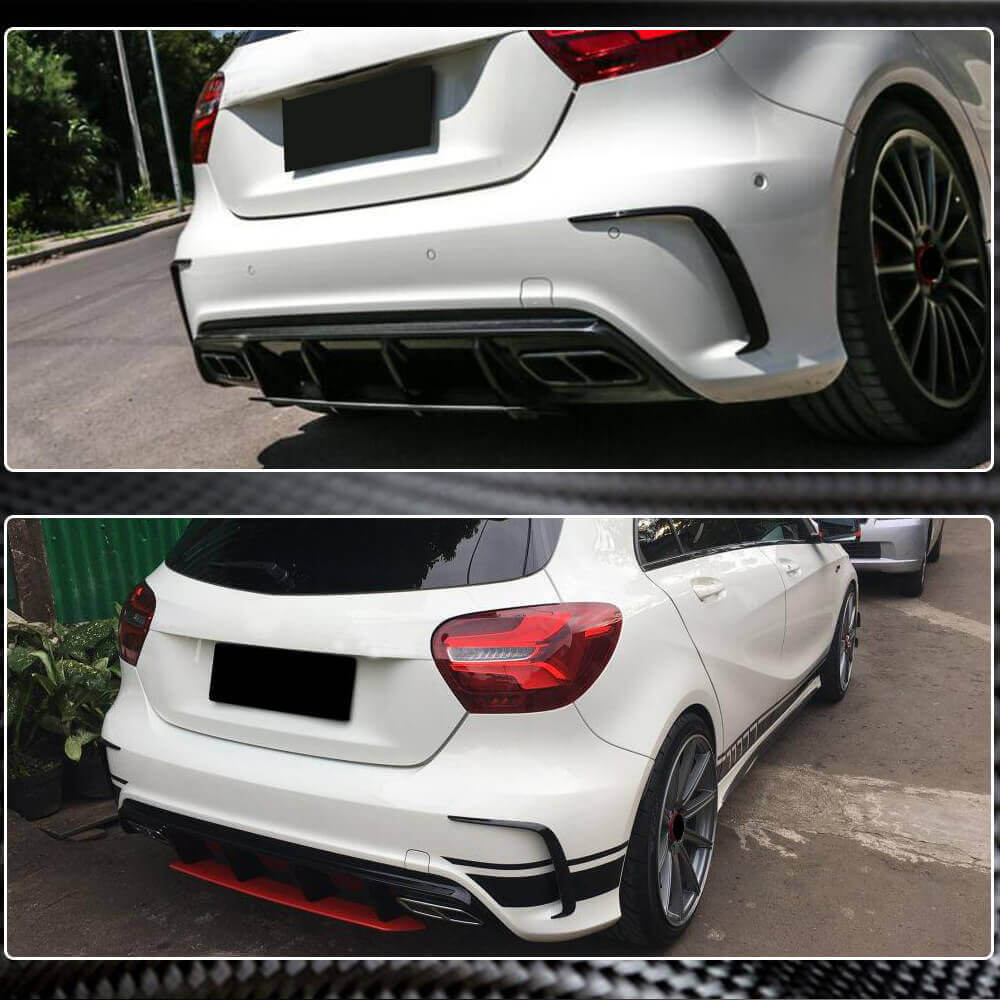 Covers on the rear bumper (for AMG-Line HB, Carbon) for Mercedes A-class W176 2012-2018 - image 3