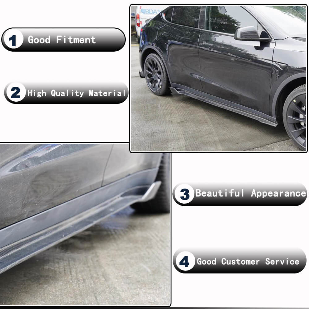Carbon Side Skirt Extensions V1 (2019+) for Tesla Model Y 2020- - image 3