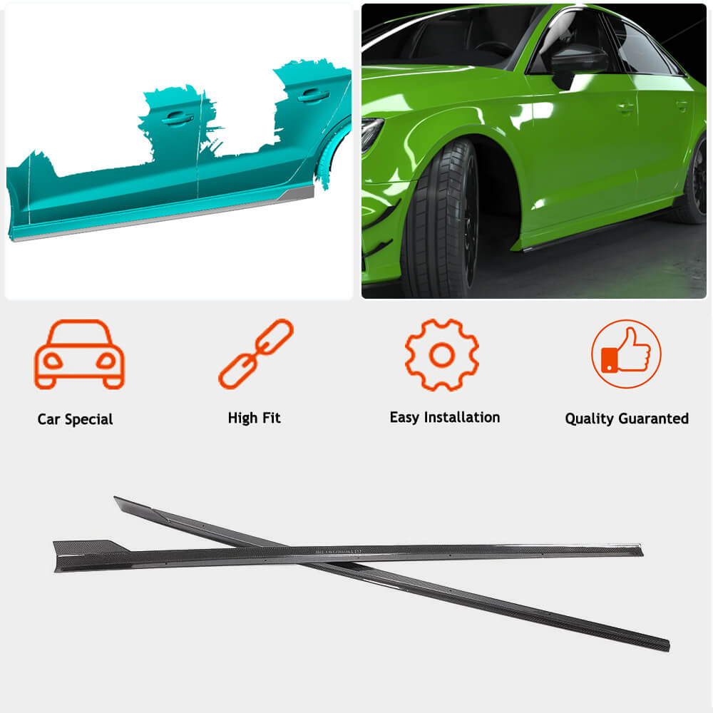 Side Skirts V1 (for S-Line SD, Carbon) for Audi A3 2012-2020 - image 3